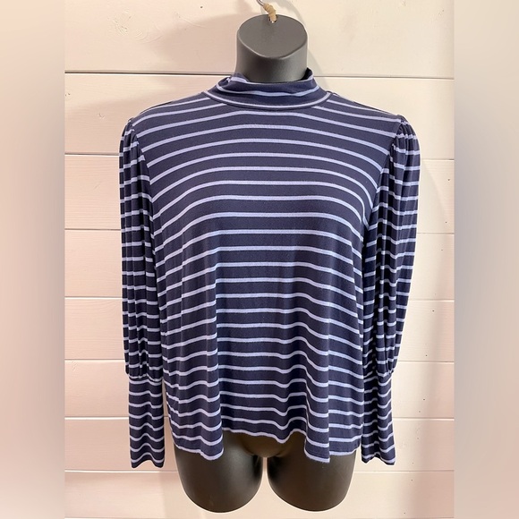 💙 ELOQUII ELEMENTS Striped Mock Neck Top – Size 14/16 - Picture 1 of 11